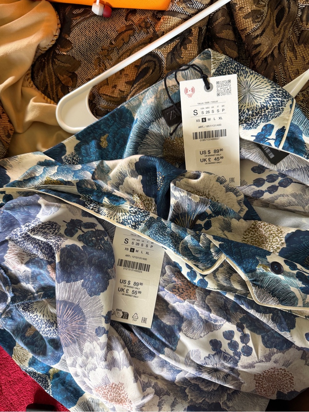 Zara Blue Floral Wide-Leg Pants and Kimono Pants Set - Picture 8 of 15